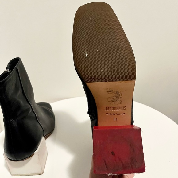 Jacquemus Ankle Boots Navy with Red and white block heels - Picture 3 of 7